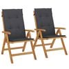vidaXL Cadeiras de jardim reclin&aacute;veis c/ almofad&otilde;es 2 pcs teca maci&ccedil;a