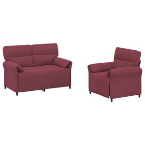 vidaXL Conjunto de Sof&aacute;s 2 unid. Vinho Vermelho Tecido