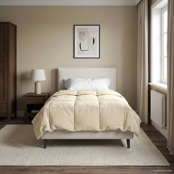 vidaXL Duvet de Ano Inteiro Colchonete Creme 140 x 220 cm Microfibra