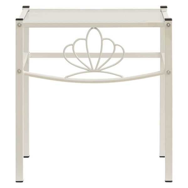 vidaXL Mesa cabeceira 42,5x33x44,5cm metal branco e vidro transparente