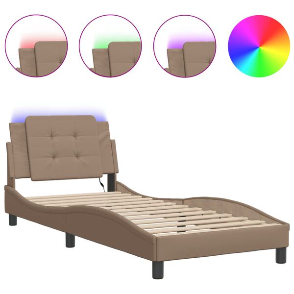 vidaXL Estrutura de cama com LED sem colchão Zadar 90x200cm cappuccino