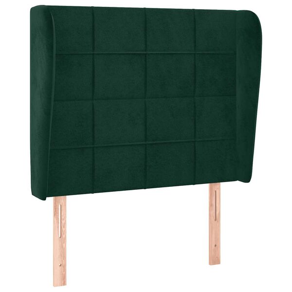 vidaXL Cabeceira de cama c/ abas veludo 83x23x118/128 cm verde-escuro