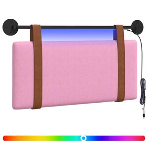 vidaXL Cabeceira suspensa Com luz LED Rosa PU Antigo