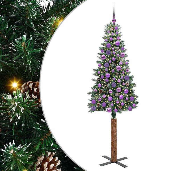 vidaXL &Aacute;rvore de Natal Slim com 300 LEDs com suporte Verde 180 cm
