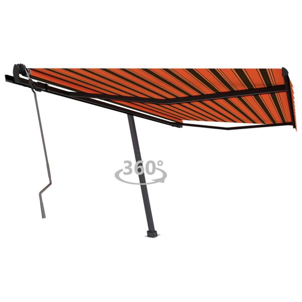 vidaXL Toldo retr&aacute;til manual independente 450x350cm laranja e castanho
