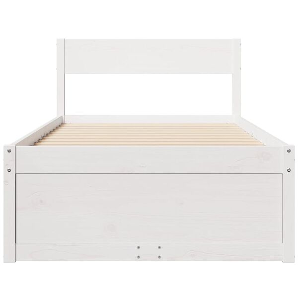 vidaXL Cama sem colch&atilde;o 75x190 cm madeira de pinho maci&ccedil;a branco