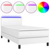 vidaXL Cama box spring c/ colch&atilde;o/LED 80x200cm couro artificial branco