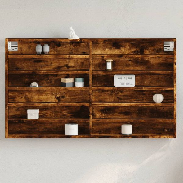 vidaXL Arm&aacute;rio vitrine 100x8,5x58 cm derivados madeira carvalho fumado