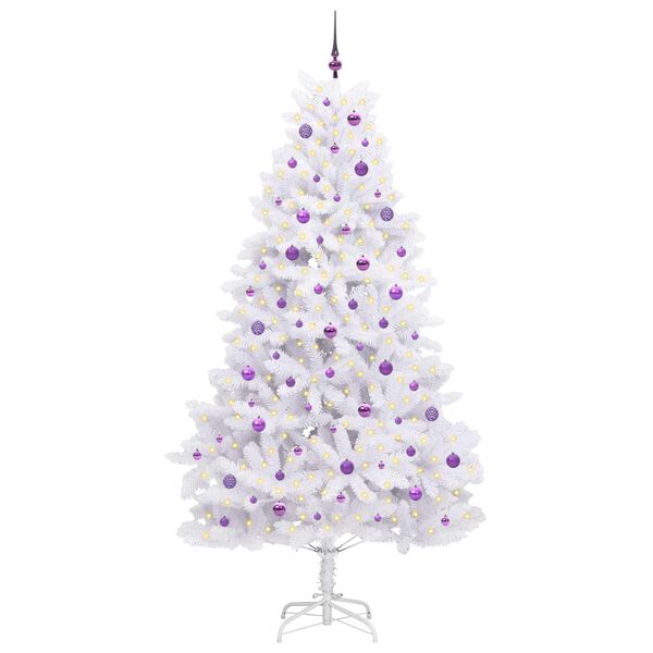 vidaXL &Aacute;rvore de Natal Articulada Artificial Branco 240 cm PVC e A&ccedil;o