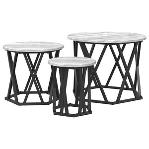 vidaXL Mesa Lateral Empilh&aacute;vel 3 unid. Cinza Sonoma 53 x 53 x 40 cm