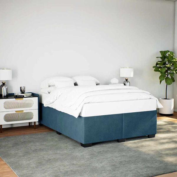 vidaXL Estrutura de cama 140x190 cm veludo azul