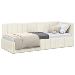 vidaXL Estrutura de Cama de Canto Creme 80 cm x 200 cm Veludo