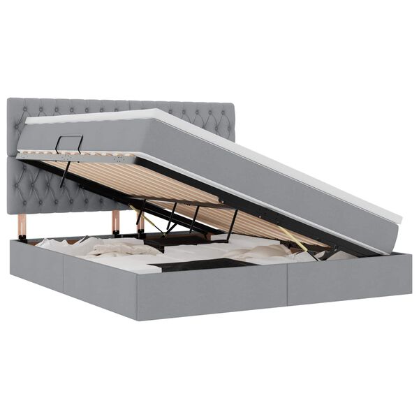 vidaXL Cama com arruma&ccedil;&atilde;o e colch&atilde;o Cinzento-claro 180 x 200 cm