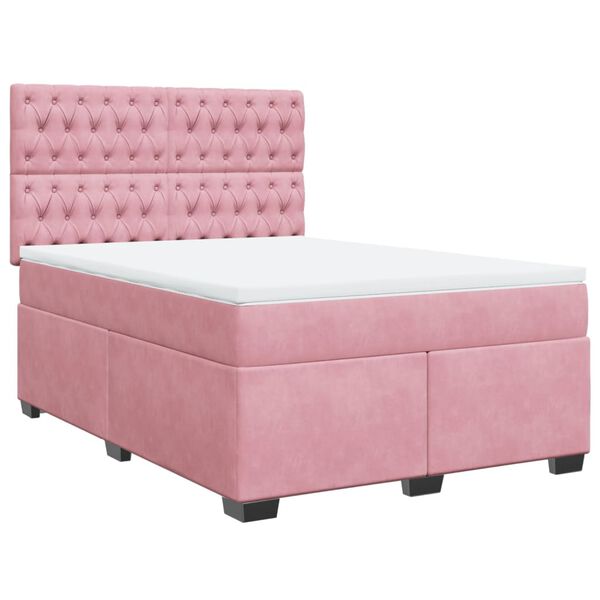 vidaXL Cama com molas/colch&atilde;o 160x200 cm veludo rosa