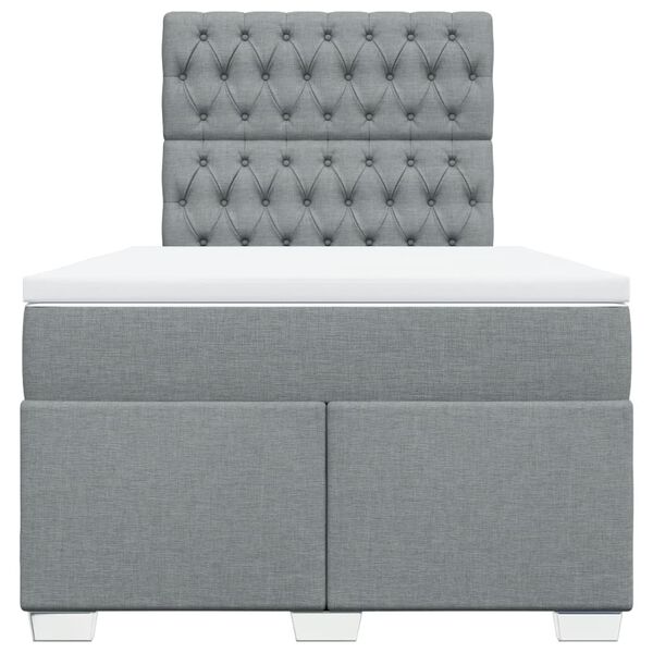 vidaXL Cama com molas/colch&atilde;o 120x200 cm tecido cinza-claro