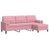 vidaXL Sof&aacute; de 3 lugares com apoio de p&eacute;s 210 cm veludo rosa