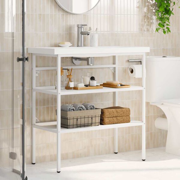 vidaXL Estrutura p/ lavat&oacute;rio casa de banho ferro 79x38x83 cm branco