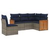 vidaXL Conjunto de sof&aacute; de jardim de 5 pe&ccedil;as com almofadas em rattan sint&eacute;tico cinza