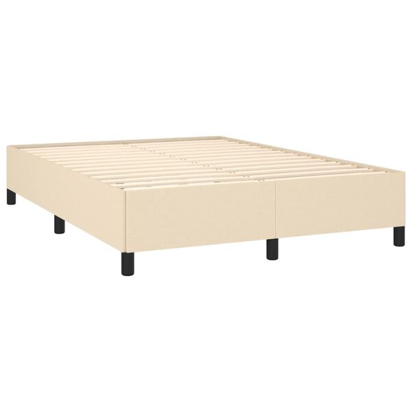 vidaXL Estrutura de cama sem colch&atilde;o 140x190 cm tecido cor creme