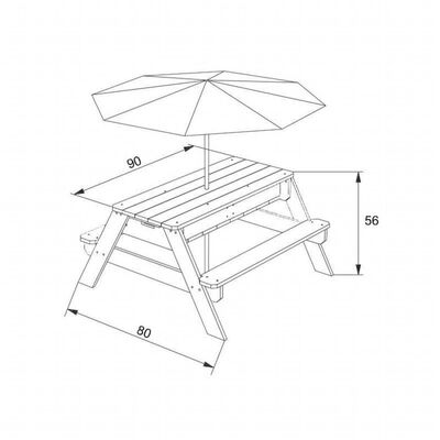 AXI mesa de piquenique com guarda chuva, areia/ agua