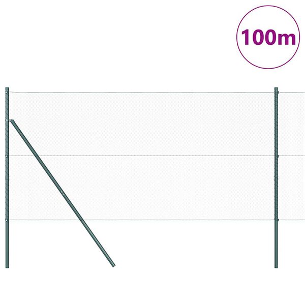 vidaXL Poste de Cerca Verde 100 x 1,2 m (malha de 13 mm) A&ccedil;o e PVC