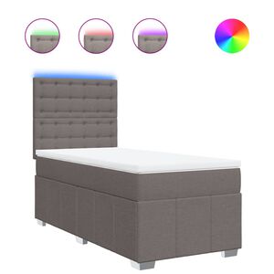 vidaXL Cama com molas/colch&atilde;o 90x190 cm tecido castanho-acinzentado