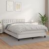 vidaXL Cama com molas/colch&atilde;o 140x200 cm couro artificial branco