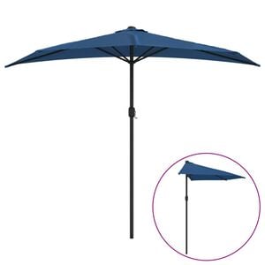 vidaXL Guarda-sol c/ poste alum&iacute;nio semicircular 270x144x222 cm azul