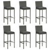 vidaXL Bancos de bar com almofad&otilde;es 6 pcs vime PE cinzento