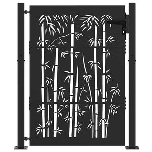 vidaXL Port&atilde;o de Jardim Preto 110 x 130 cm A&ccedil;o revestido a p&oacute;