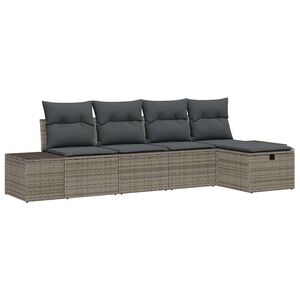 vidaXL Conjunto de Sof&aacute; de Jardim 5 unid. Cinzeto vime PE