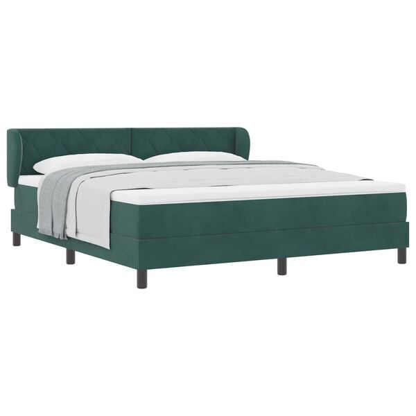 vidaXL Cama Box com colch&atilde;o Verde-escuro 180 x 200 cm Veludo