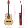 vidaXL Guitarra clássica cutaway com equalizador e 6 cordas