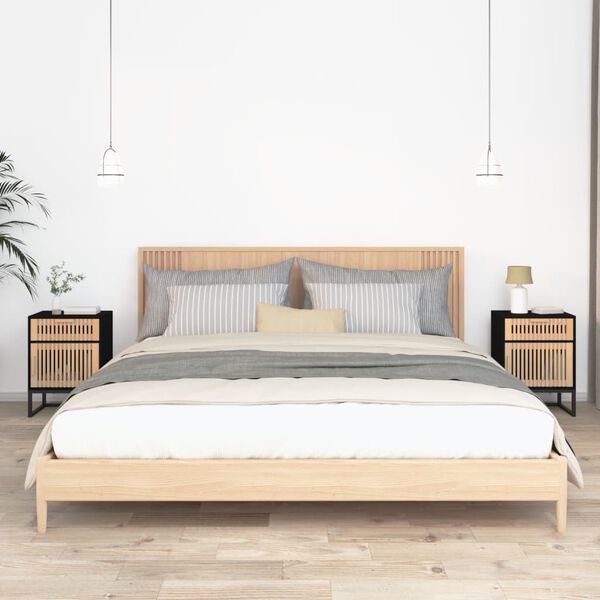 vidaXL Mesas cabeceira 2 pcs 40x30x55,5 cm deriv. madeira/ferro preto