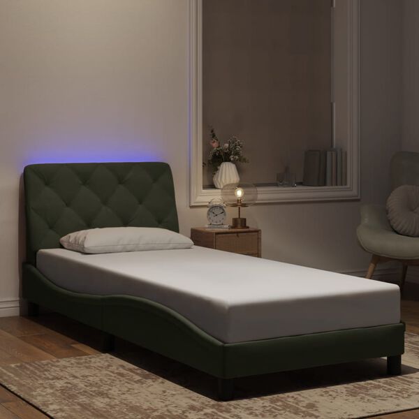 vidaXL Estrutura de cama com LED sem colch&atilde;o 90x190 cm veludo cinzento-claro