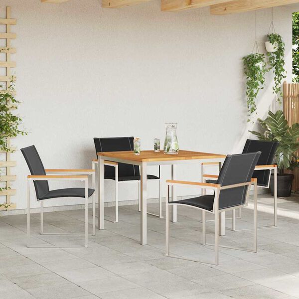vidaXL ConjuntodeJantarparaJardim 5 pcs Madeira de Teak Sólida