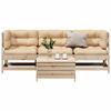 vidaXL 4 pcs conjunto lounge de jardim c/ almofad&otilde;es pinho maci&ccedil;o