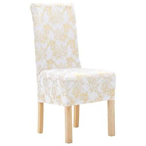 vidaXL Capas el&aacute;sticas para cadeiras 6 pcs branco com estampa dourada