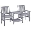 vidaXL Cadeiras de jardim c/ mesa de centro 159x61x92 cm ac&aacute;cia maci&ccedil;a