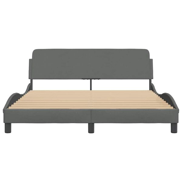 vidaXL Estrutura de cama Dover 160x200 cm tecido cinzento-escuro