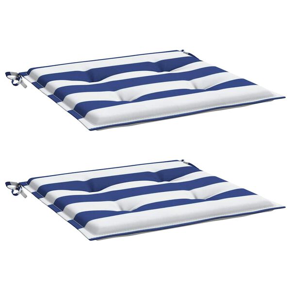 vidaXL Almofad&otilde;es p/ cadeira 2pcs 40x40x4 cm tecido riscas azul/branco