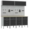 vidaXL Conjunto de Arm&aacute;rios de Trabalho com gaveta 10 unid. Preto