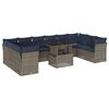 vidaXL Conjunto de sof&aacute; de jardim com 11 pe&ccedil;as e almofadas em rattan sint&eacute;tico cinza