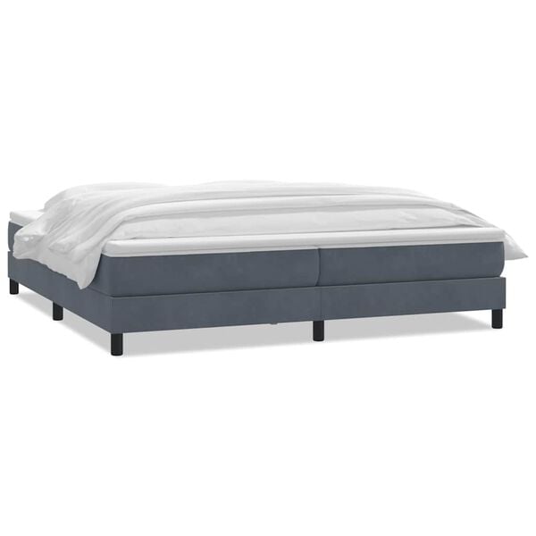 vidaXL Cama com molas/colch&atilde;o 180x220 cm veludo cinzento-escuro
