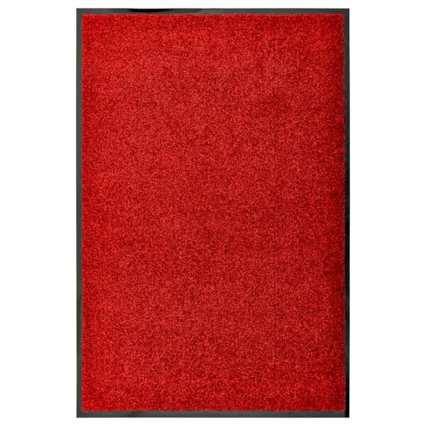 vidaXL Tapete de porta lavável 60x90 cm vermelho