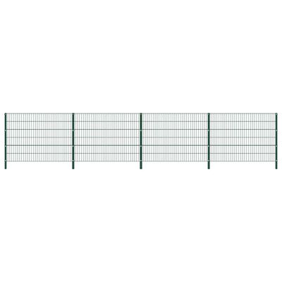 vidaXL Painel de vedação com postes ferro 6,8x1,2 m verde
