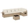 vidaXL 7 pcs conjunto de sof&aacute;s p/ jardim com almofad&otilde;es vime PE bege