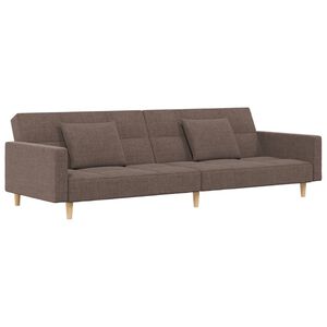 vidaXL Sof&aacute;-cama 2 lugares c/ duas almofadas tecido cinza-acastanhado