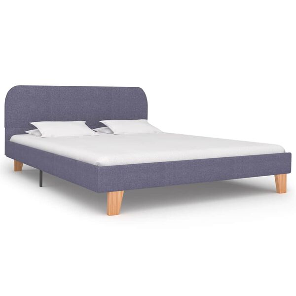 vidaXL Estrutura de cama sem colchão 135x190 cm tecido cinzento-claro