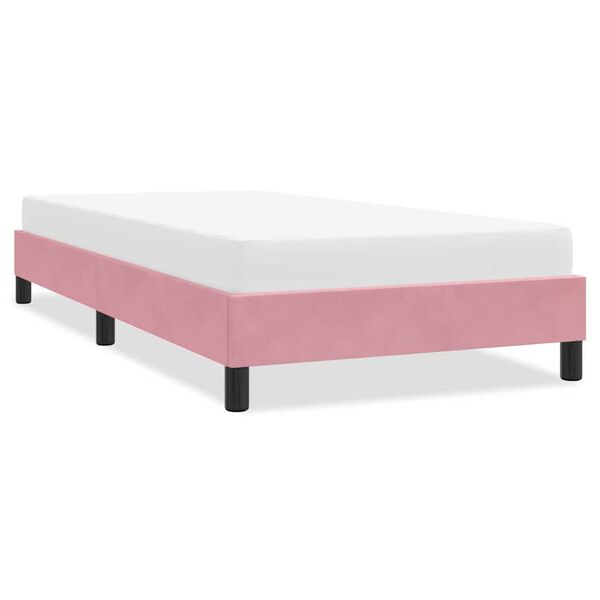 vidaXL Estrutura de cama sem colch&atilde;o 80x220 cm veludo rosa
